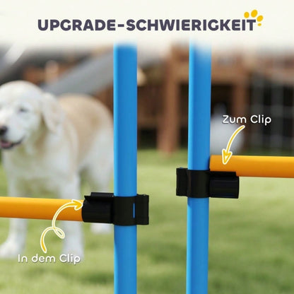 PawHut Agility-Set für Hunde, 7-teiliges Hundetrainings-Set mit Steckhürden für Agility Training & Spiele