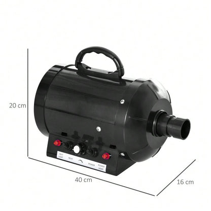 PawHut Profi Hundefön 2800W - Leiser Tierfön mit Metallgehäuse (40x16x20 cm) zum schnellen & schonenden Trocknen von Hunden, Katzen und Tieren