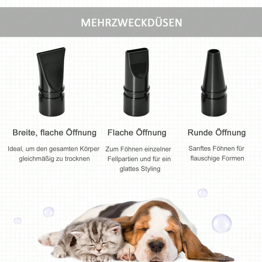PawHut Profi Hundefön 2800W - Leiser Tierfön mit Metallgehäuse (40x16x20 cm) zum schnellen & schonenden Trocknen von Hunden, Katzen und Tieren
