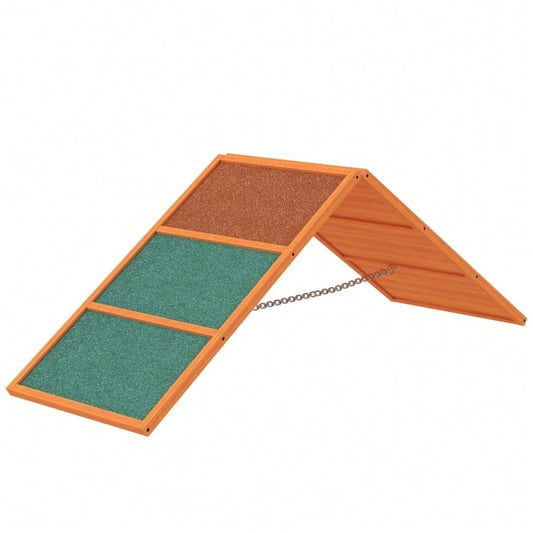 PawHut Agility Rampe für Hunde - Klappbare & Höhenverstellbare Hunderampe aus Tannenholz, rutschfest, bis 40 kg belastbar (173x59x66 cm) - Orange/Grün
