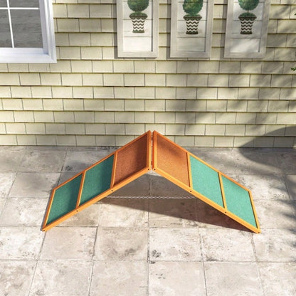 PawHut Agility Rampe für Hunde - Klappbare & Höhenverstellbare Hunderampe aus Tannenholz, rutschfest, bis 40 kg belastbar (173x59x66 cm) - Orange/Grün