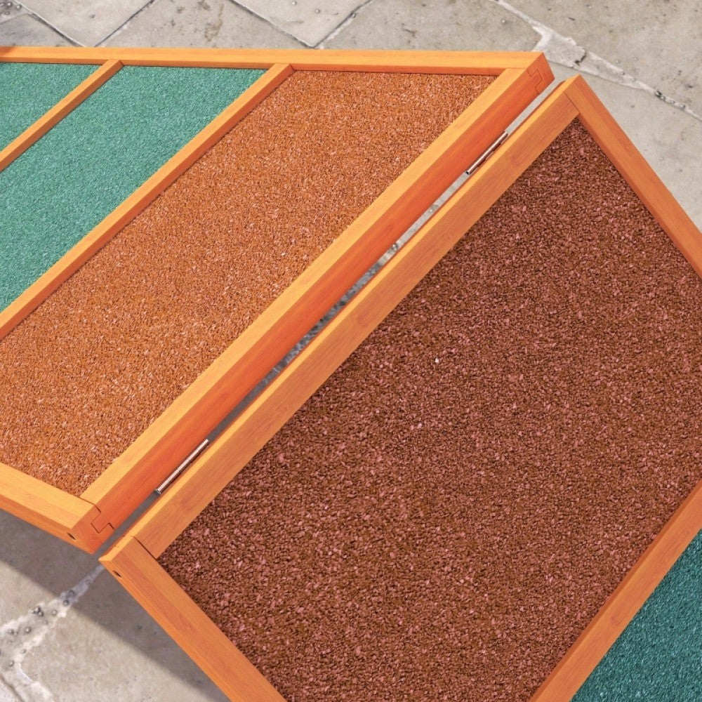 PawHut Agility Rampe für Hunde - Klappbare & Höhenverstellbare Hunderampe aus Tannenholz, rutschfest, bis 40 kg belastbar (173x59x66 cm) - Orange/Grün