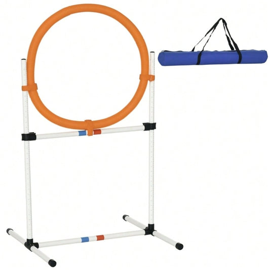 PawHut Agility Springring für Hunde - Klassischer Springreifen für Agility Training, tragbar & leicht aus PE-Kunststoff (Weiß-Orange, 74,5x66x91 cm)