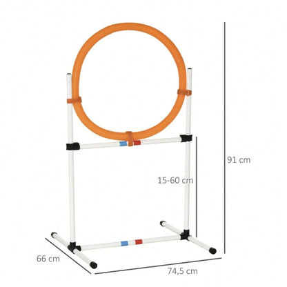 PawHut Agility Springring für Hunde - Klassischer Springreifen für Agility Training, tragbar & leicht aus PE-Kunststoff (Weiß-Orange, 74,5x66x91 cm)