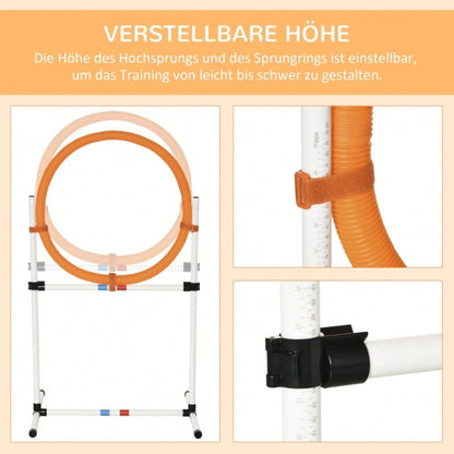 PawHut Agility Springring für Hunde - Klassischer Springreifen für Agility Training, tragbar & leicht aus PE-Kunststoff (Weiß-Orange, 74,5x66x91 cm)