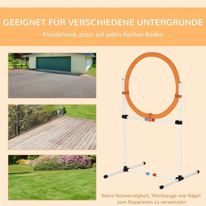 PawHut Agility Springring für Hunde - Klassischer Springreifen für Agility Training, tragbar & leicht aus PE-Kunststoff (Weiß-Orange, 74,5x66x91 cm)