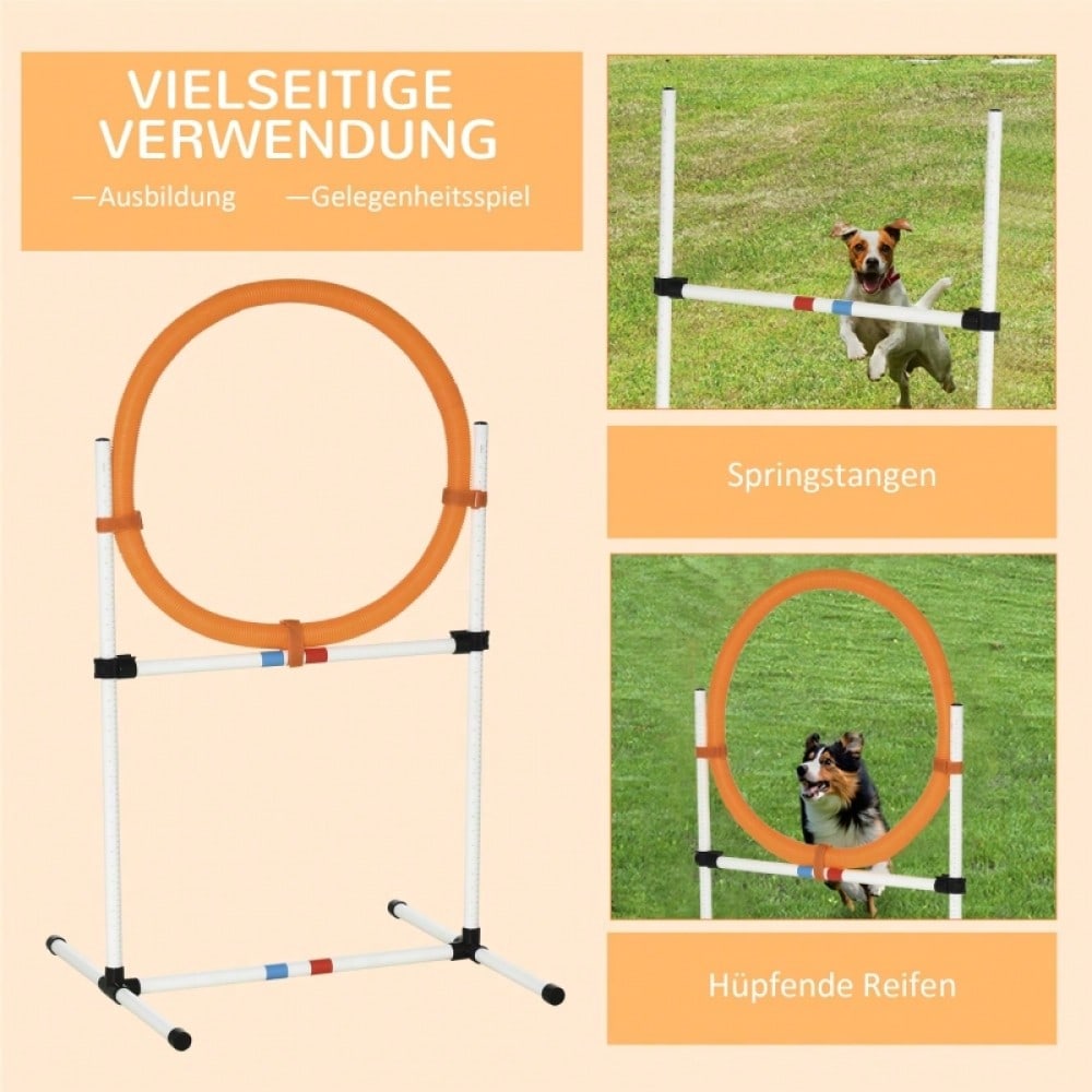 PawHut Agility Springring für Hunde - Klassischer Springreifen für Agility Training, tragbar & leicht aus PE-Kunststoff (Weiß-Orange, 74,5x66x91 cm)