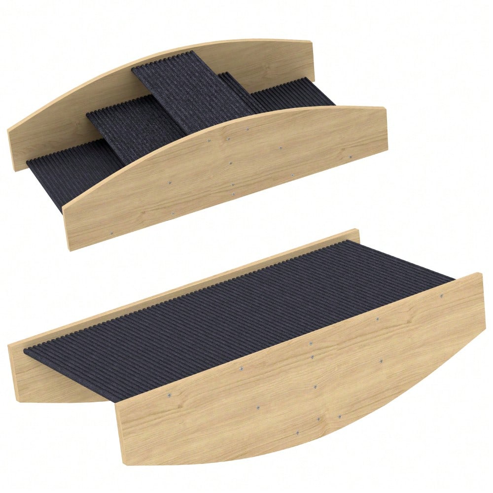PawHut 2-in-1 Hundewippe & Rampe aus Naturholz - Agility Trainingsgerät für Balance und Selbstvertrauen, für kleine & mittlere Hunde bis 15 kg (80x39,5x20 cm)