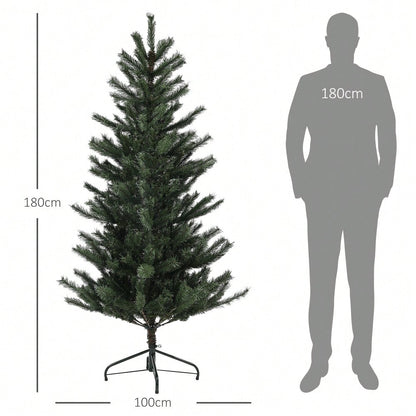 Künstlicher Weihnachtsbaum 180 cm mit 467 Spitzen, flammenhemmend & klappbar mit Stahlständer, für festliche Weihnachtsdekoration, grün - von HOMCOM