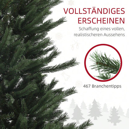 Künstlicher Weihnachtsbaum 180 cm mit 467 Spitzen, flammenhemmend & klappbar mit Stahlständer, für festliche Weihnachtsdekoration, grün - von HOMCOM