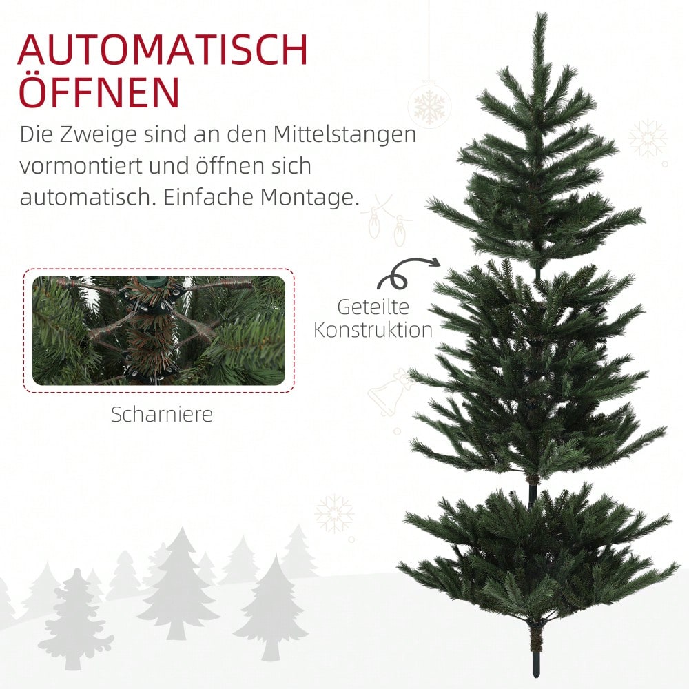 Künstlicher Weihnachtsbaum 180 cm mit 467 Spitzen, flammenhemmend & klappbar mit Stahlständer, für festliche Weihnachtsdekoration, grün - von HOMCOM
