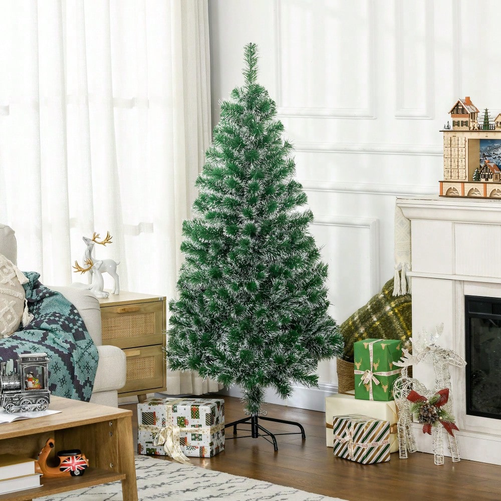 Künstlicher Weihnachtsbaum 1,5m mit 416 Ästen, flammenhemmend & klappbar mit Stahlständer, für festliche Weihnachtsdekoration, grün - von HOMCOM
