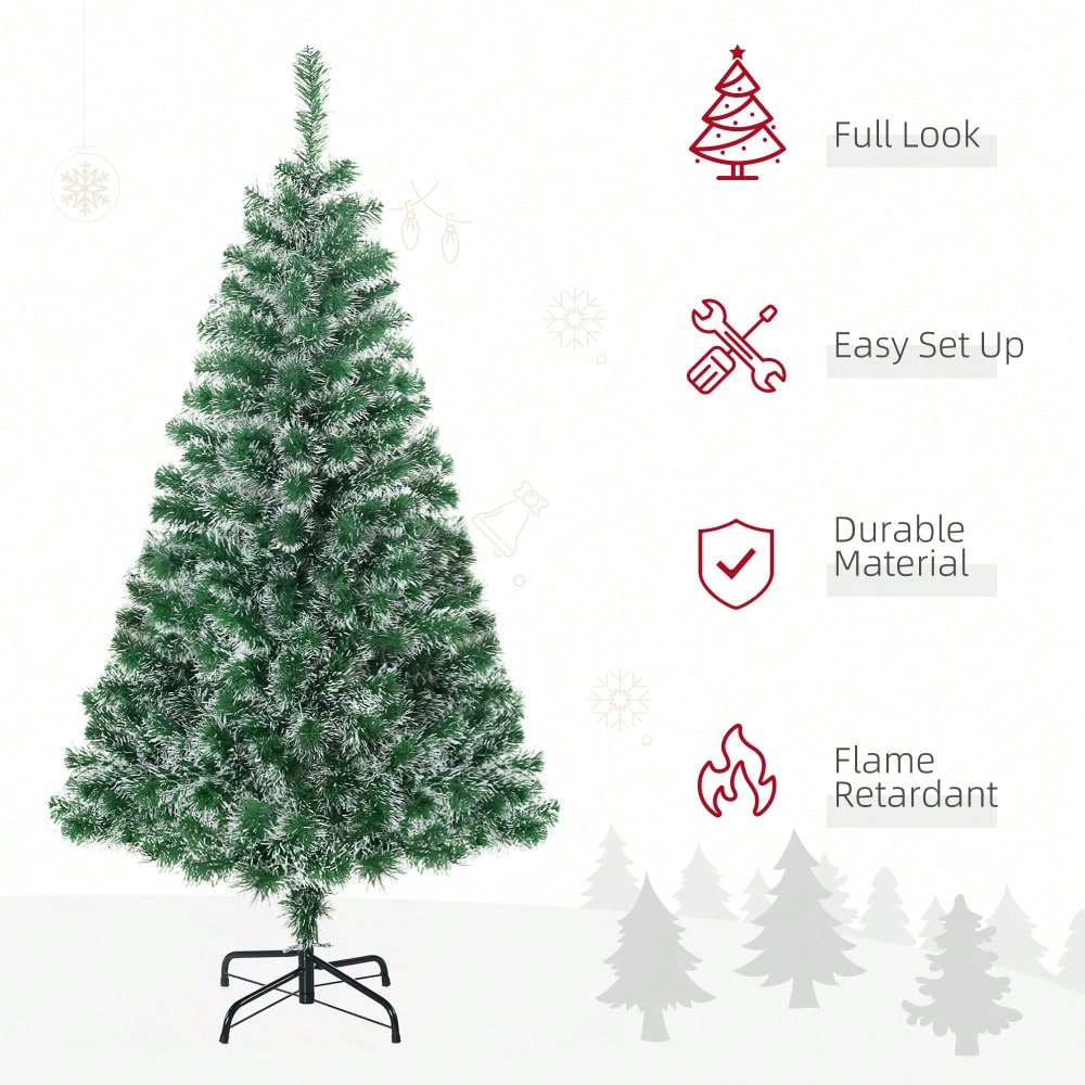 Künstlicher Weihnachtsbaum 1,5m mit 416 Ästen, flammenhemmend & klappbar mit Stahlständer, für festliche Weihnachtsdekoration, grün - von HOMCOM