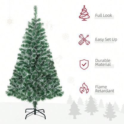 Künstlicher Weihnachtsbaum 1,5m mit 416 Ästen, flammenhemmend & klappbar mit Stahlständer, für festliche Weihnachtsdekoration, grün - von HOMCOM