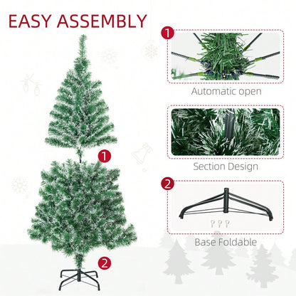 Künstlicher Weihnachtsbaum 1,5m mit 416 Ästen, flammenhemmend & klappbar mit Stahlständer, für festliche Weihnachtsdekoration, grün - von HOMCOM