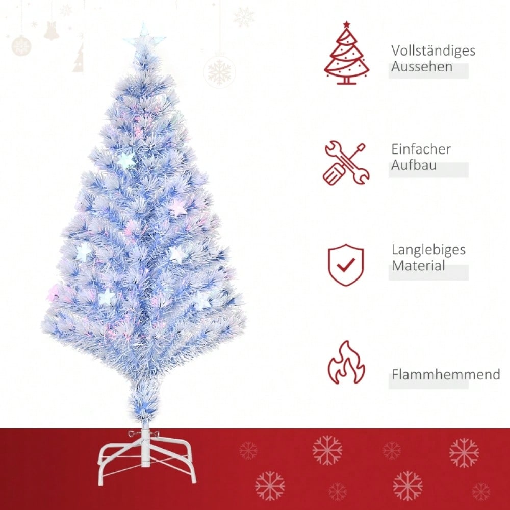 Künstlicher Weihnachtsbaum mit LED-Beleuchtung, 3-fach beleuchtet, aus PVC & Metall, Ø60x120 cm, weiß & blau - von HOMCOM