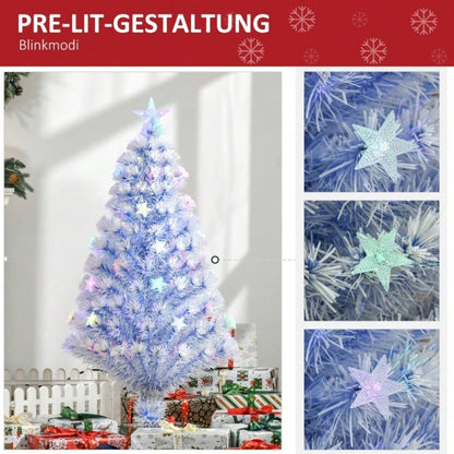 Künstlicher Weihnachtsbaum mit LED-Beleuchtung, 3-fach beleuchtet, aus PVC & Metall, Ø60x120 cm, weiß & blau - von HOMCOM