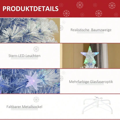Künstlicher Weihnachtsbaum mit LED-Beleuchtung, 3-fach beleuchtet, aus PVC & Metall, Ø60x120 cm, weiß & blau - von HOMCOM