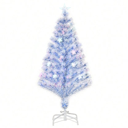 Künstlicher Weihnachtsbaum mit LED-Beleuchtung, 3-fach beleuchtet, aus PVC & Metall, Ø60x120 cm, weiß & blau - von HOMCOM