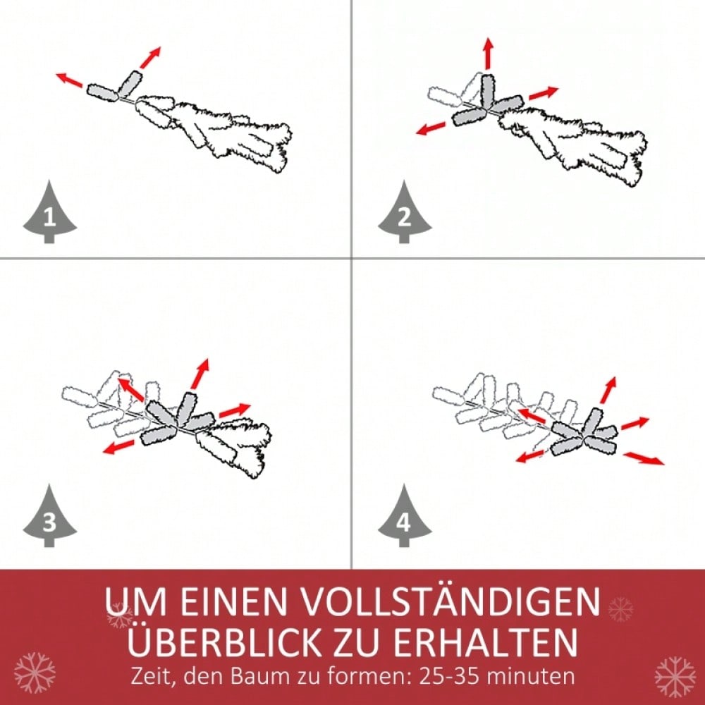 Künstlicher Weihnachtsbaum 180 cm mit 800 Zweigen & 61 Zapfen, verschneit & feuerfest, Premium-Weihnachtsbaum mit Schneespitzen - von HOMCOM