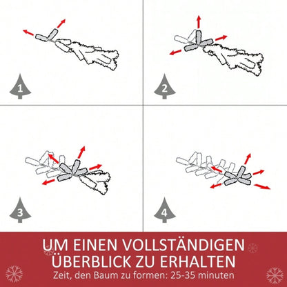 Künstlicher Weihnachtsbaum 180 cm mit 800 Zweigen & 61 Zapfen, verschneit & feuerfest, Premium-Weihnachtsbaum mit Schneespitzen - von HOMCOM