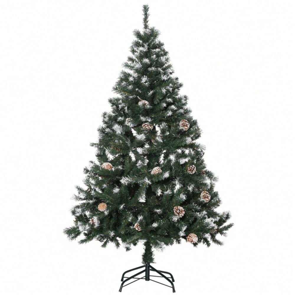 Künstlicher Weihnachtsbaum 180 cm mit 676 Zweigen & 41 Zapfen, verschneit & feuerfest, Premium-Weihnachtsbaum mit Schneespitzen - von HOMCOM