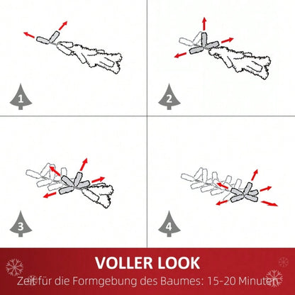 Künstlicher Weihnachtsbaum 180 cm mit 630 Zweigen & 37 Zapfen, verschneit & feuerfest, Premium-Weihnachtsbaum mit Schneespitzen - von HOMCOM