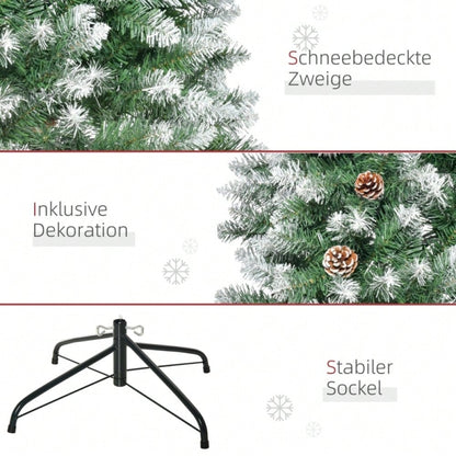 Künstlicher Weihnachtsbaum 180 cm mit 630 Zweigen & 37 Zapfen, verschneit & feuerfest, Premium-Weihnachtsbaum mit Schneespitzen - von HOMCOM