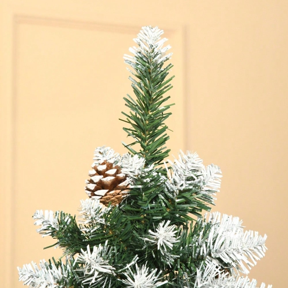 Künstlicher Weihnachtsbaum 180 cm mit 630 Zweigen & 37 Zapfen, verschneit & feuerfest, Premium-Weihnachtsbaum mit Schneespitzen - von HOMCOM