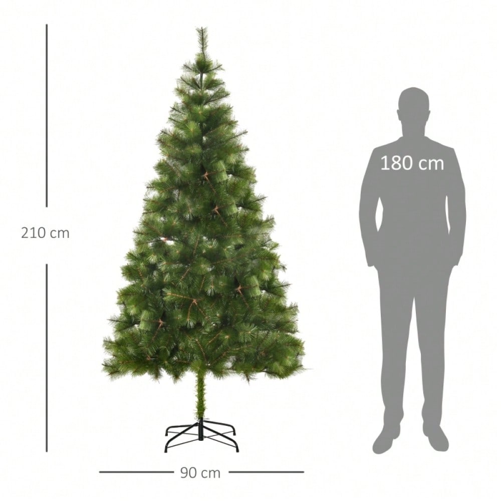 Künstlicher Weihnachtsbaum 210 cm mit 505 Spitzen, inkl. Metallständer, für Innenbereich - Premium Weihnachtsdeko von HOMCOM