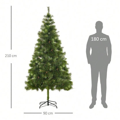 Künstlicher Weihnachtsbaum 210 cm mit 505 Spitzen, inkl. Metallständer, für Innenbereich - Premium Weihnachtsdeko von HOMCOM