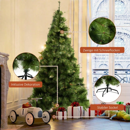 Künstlicher Weihnachtsbaum 210 cm mit 505 Spitzen, inkl. Metallständer, für Innenbereich - Premium Weihnachtsdeko von HOMCOM