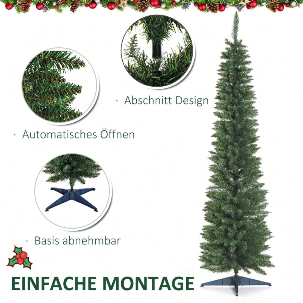 Künstlicher Weihnachtsbaum 210 cm inkl. Ständer & Weihnachtsstern, Premium Christbaum für festliche Dekoration, grün - von HOMCOM