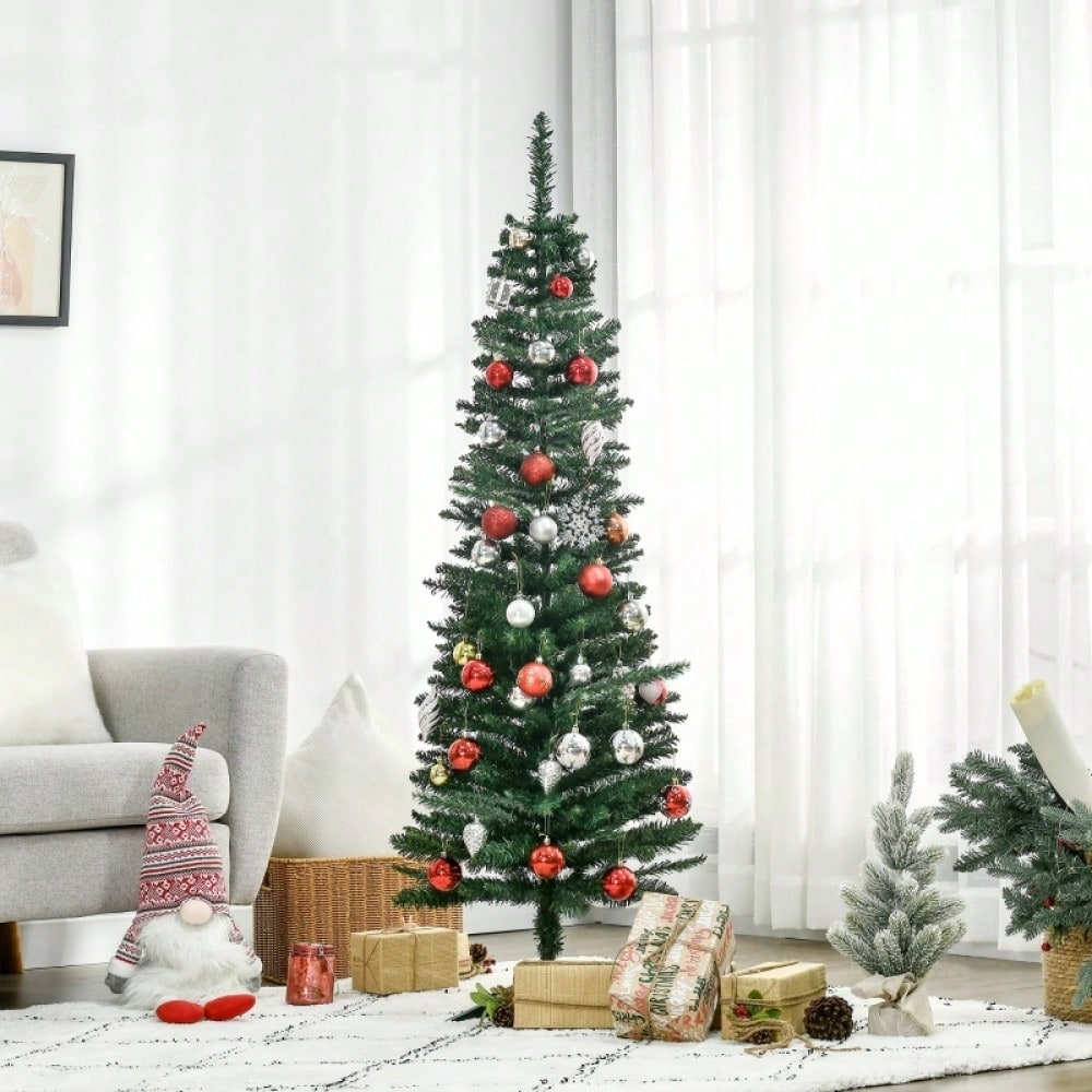 Künstlicher Weihnachtsbaum 1,5 m inkl. Ständer & Weihnachtsstern, Premium Christbaum für festliche Dekoration, grün - von HOMCOM