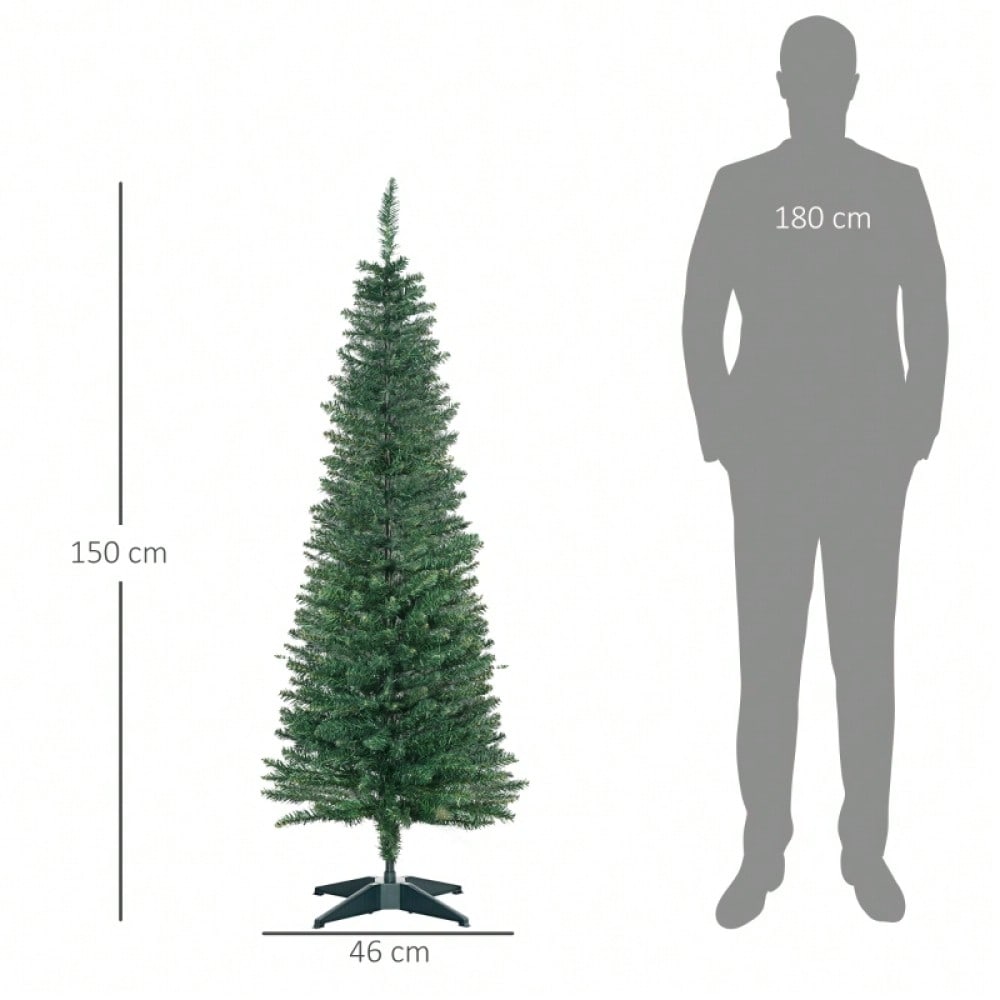 Künstlicher Weihnachtsbaum 1,5 m inkl. Ständer & Weihnachtsstern, Premium Christbaum für festliche Dekoration, grün - von HOMCOM