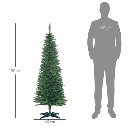 Künstlicher Weihnachtsbaum 1,5 m inkl. Ständer & Weihnachtsstern, Premium Christbaum für festliche Dekoration, grün - von HOMCOM