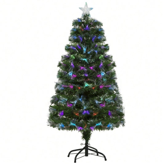 Künstlicher Weihnachtsbaum 120 cm mit LED-Beleuchtung & Sternspitze, inkl. Lichterkette, 66x66x120 cm, grün - von HOMCOM