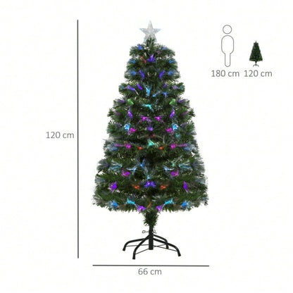 Künstlicher Weihnachtsbaum 120 cm mit LED-Beleuchtung & Sternspitze, inkl. Lichterkette, 66x66x120 cm, grün - von HOMCOM