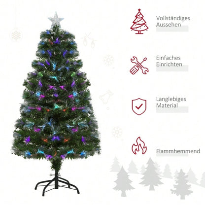 Künstlicher Weihnachtsbaum 120 cm mit LED-Beleuchtung & Sternspitze, inkl. Lichterkette, 66x66x120 cm, grün - von HOMCOM