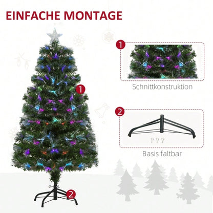 Künstlicher Weihnachtsbaum 120 cm mit LED-Beleuchtung & Sternspitze, inkl. Lichterkette, 66x66x120 cm, grün - von HOMCOM