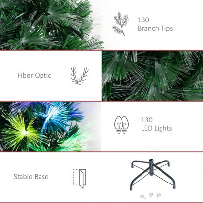 Künstlicher Weihnachtsbaum 120 cm mit LED-Beleuchtung & Sternspitze, inkl. Lichterkette, 66x66x120 cm, grün - von HOMCOM