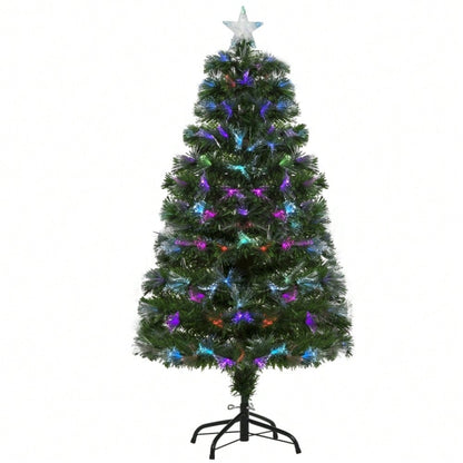 Künstlicher Weihnachtsbaum 120 cm mit LED-Beleuchtung & Sternspitze, inkl. Lichterkette, 66x66x120 cm, grün - von HOMCOM