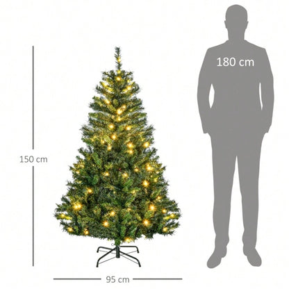 Künstlicher Weihnachtsbaum 150 cm inkl. festlichem Weihnachtsschmuck, 95x95x150 cm, grün - von HOMCOM