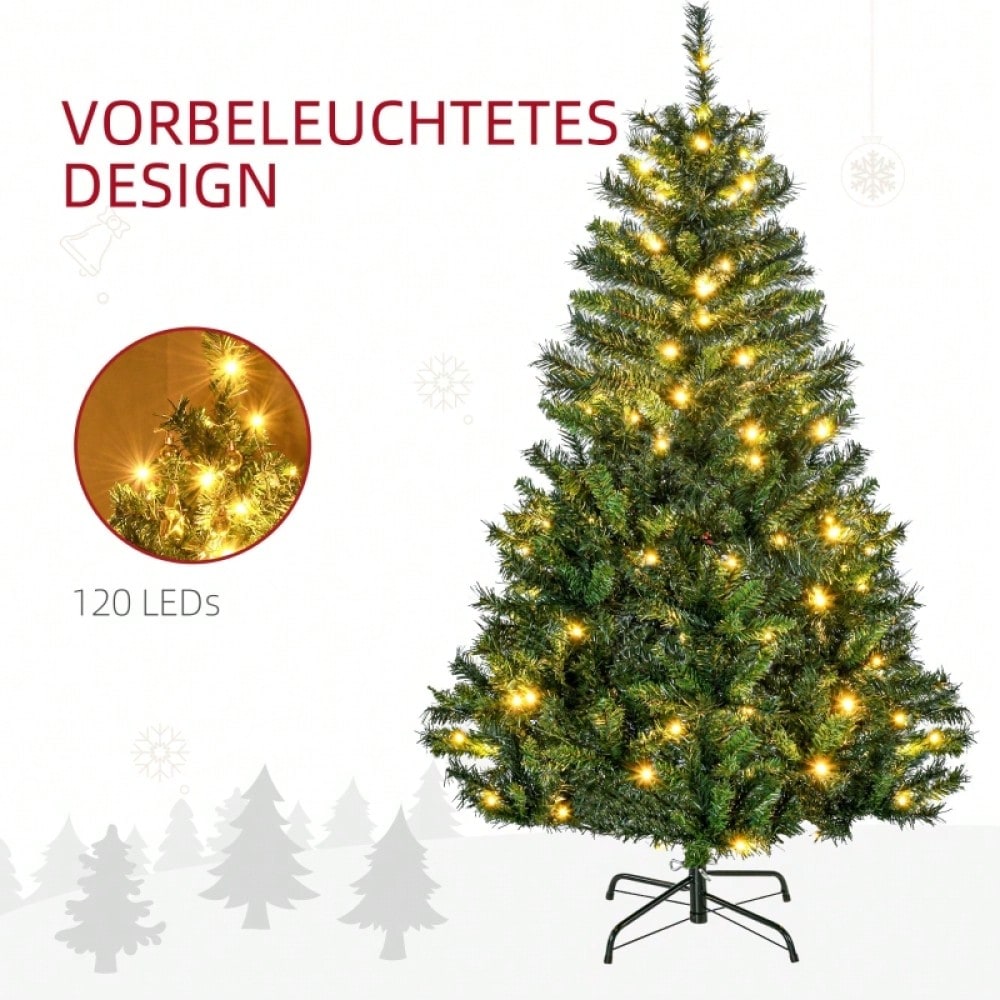 Künstlicher Weihnachtsbaum 150 cm inkl. festlichem Weihnachtsschmuck, 95x95x150 cm, grün - von HOMCOM