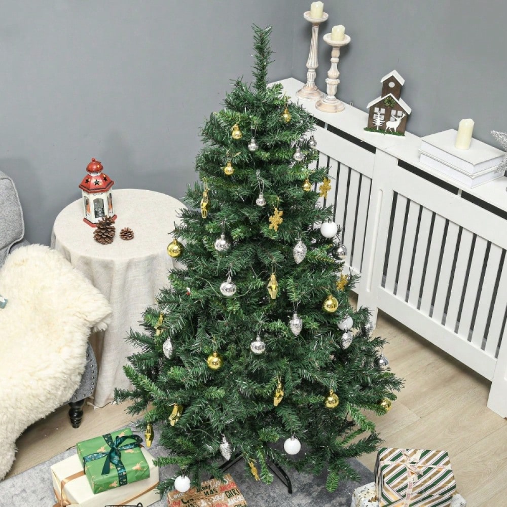 Künstlicher Weihnachtsbaum 150 cm inkl. festlichem Weihnachtsschmuck, 95x95x150 cm, grün - von HOMCOM