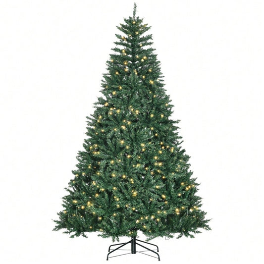 Künstlicher Weihnachtsbaum 210 cm mit 700 warmweißen LEDs & 2154 Zweigen, flammhemmend aus Kunststoff/Metall, 210x142 cm, grün - von HOMCOM