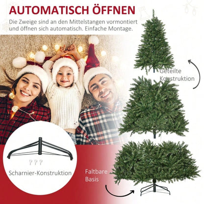 Künstlicher Weihnachtsbaum 210 cm mit 700 warmweißen LEDs & 2154 Zweigen, flammhemmend aus Kunststoff/Metall, 210x142 cm, grün - von HOMCOM