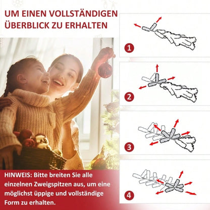 Künstlicher Weihnachtsbaum 210 cm mit 700 warmweißen LEDs & 2154 Zweigen, flammhemmend aus Kunststoff/Metall, 210x142 cm, grün - von HOMCOM