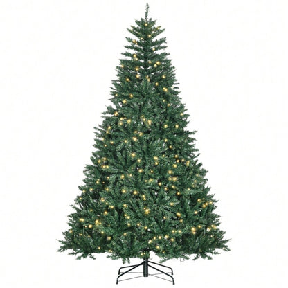 Künstlicher Weihnachtsbaum 210 cm mit 700 warmweißen LEDs & 2154 Zweigen, flammhemmend aus Kunststoff/Metall, 210x142 cm, grün - von HOMCOM