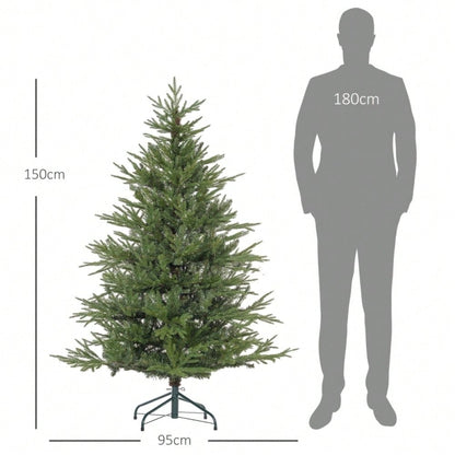 Künstlicher Weihnachtsbaum 150 cm mit natürlicher Optik, schneller Aufbau inkl. Ständer, flammhemmend aus Kunststoff/Metall - von HOMCOM